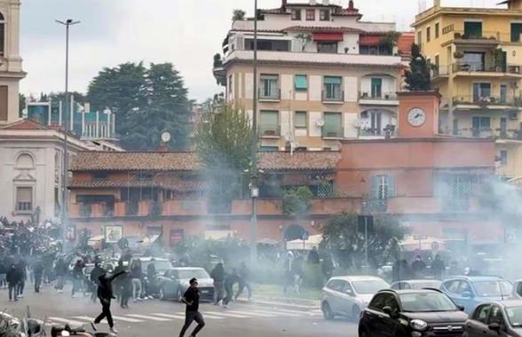 Scene de război pe străzile capitalei, înainte de Lazio - AS Roma