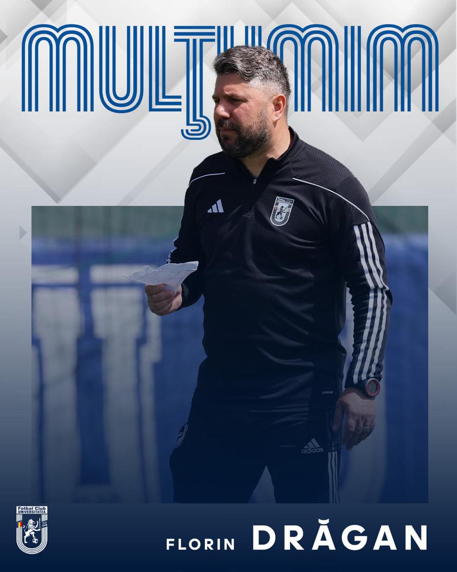 Florin Drăgan/ foto: Facebook @FCU Craiova FCU Craiova a trecut la următorul nivel » Mititelu a renunțat și la antrenor