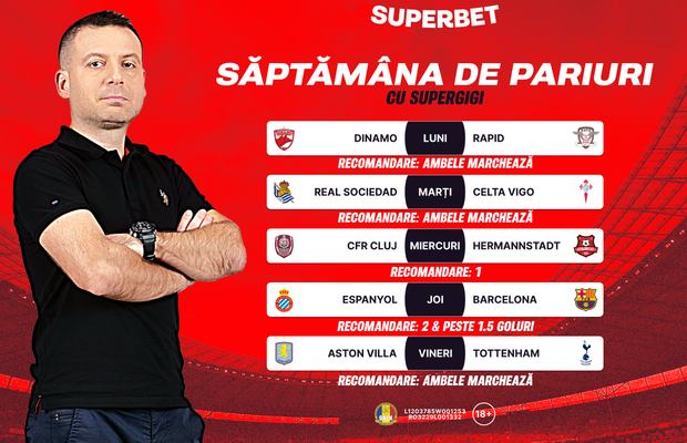 Supersăptămâna de pariuri e aici! Vezi recomandările lui SuperGigi din SuperSocial