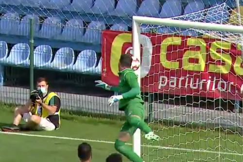 Faza golului secund din Voluntari - Clinceni. Captură TV Telekom Sport