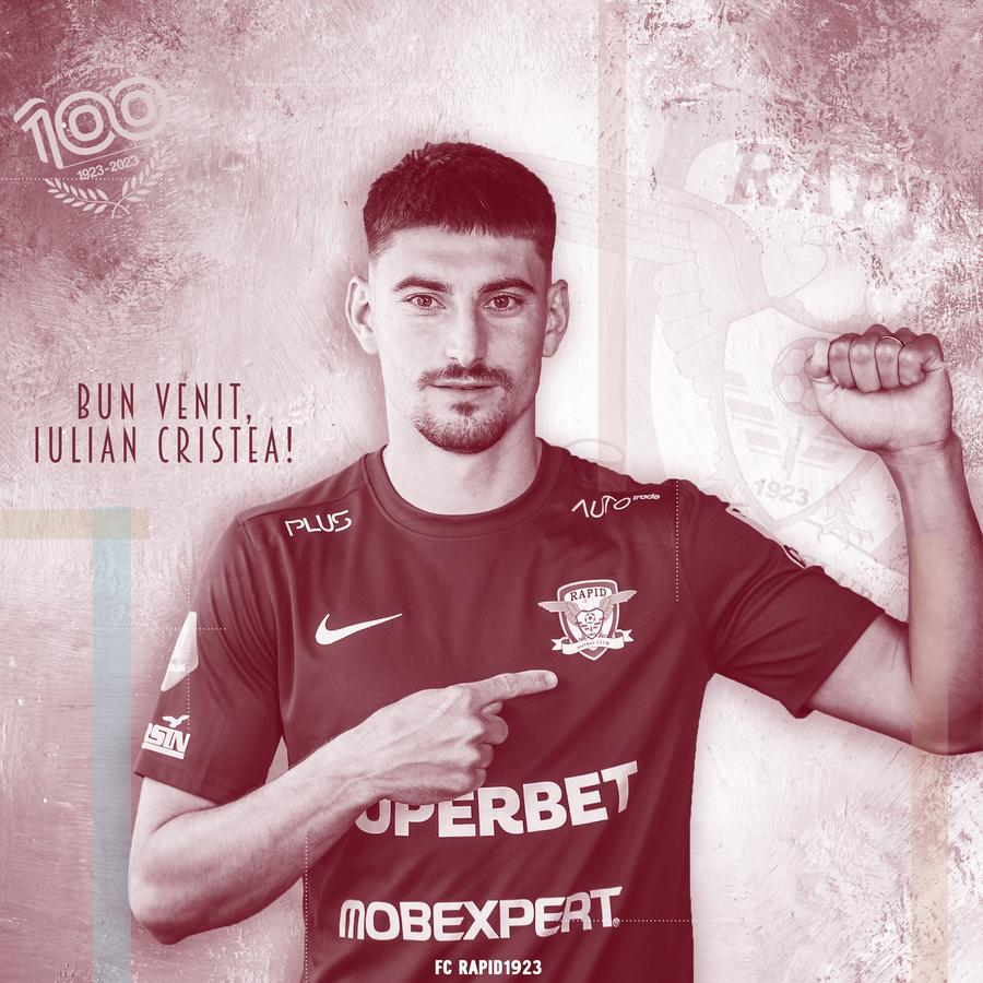 Imaginea de prezentare a lui Iulian Cristea / FOTO: Facebook @Rapid Iulian Cristea, prezentat la Rapid » De la „am iubit dintotdeauna FCSB” la „publicul din Giulești îți ridică părul de pe mâini”