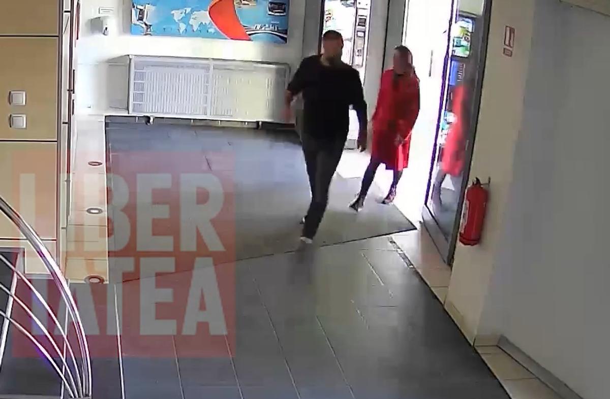 Primele imagini cu momentul în care Marian Olaianos o agresează pe Nadine Vlădescu