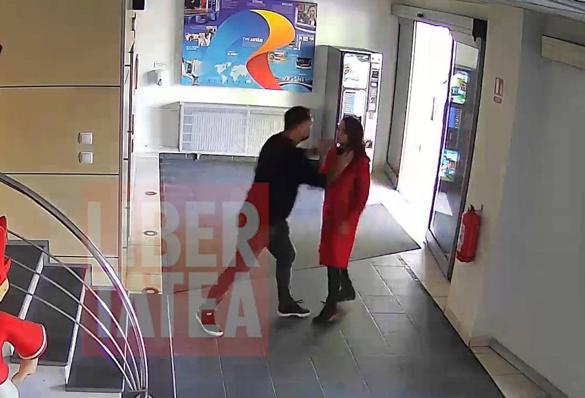 Primele imagini cu momentul în care Marian Olaianos o agresează pe Nadine Vlădescu
