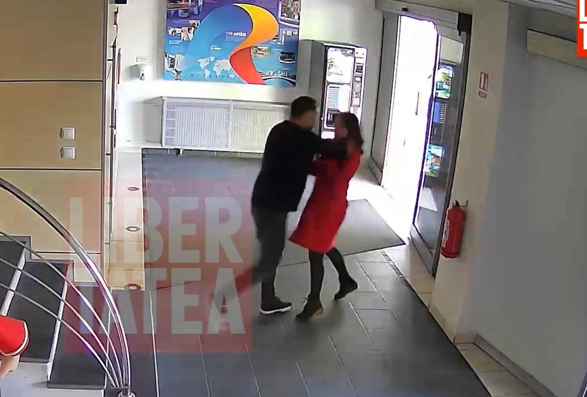 Primele imagini cu momentul în care Marian Olaianos o agresează pe Nadine Vlădescu