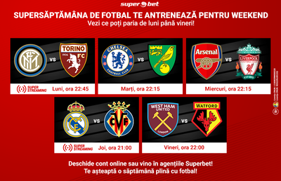 Fotbalul ne umple săptămâna! Pariază la Superbet pe zecile de meciuri din primele divizii ale Spaniei, Angliei și Italiei!