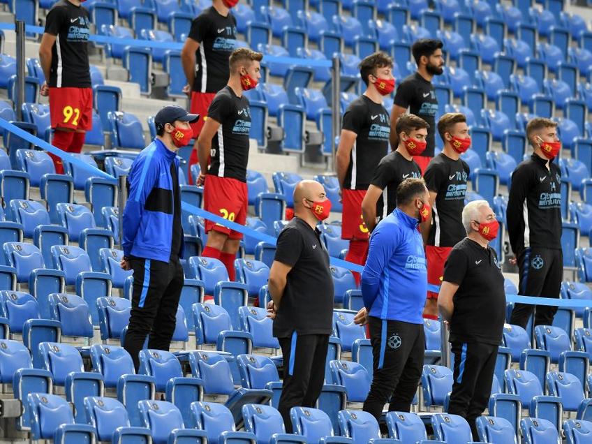 Ei au condus FCSB în Bănie: Ovidiu Petre, analist video, Cătălin Făiniși, ofițer de presă, Marius Popa, antrenor cu portarii, și Adrian Ianuli 