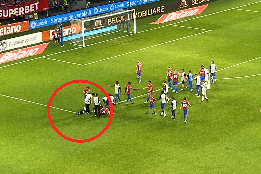 Adrian Șut s-a accidentat în FCSB - Hermannstadt. FOTO: GSP Alertă la FCSB! Adrian Șut s-a accidentat și a rămas întins pe teren după meciul cu Hermannstadt