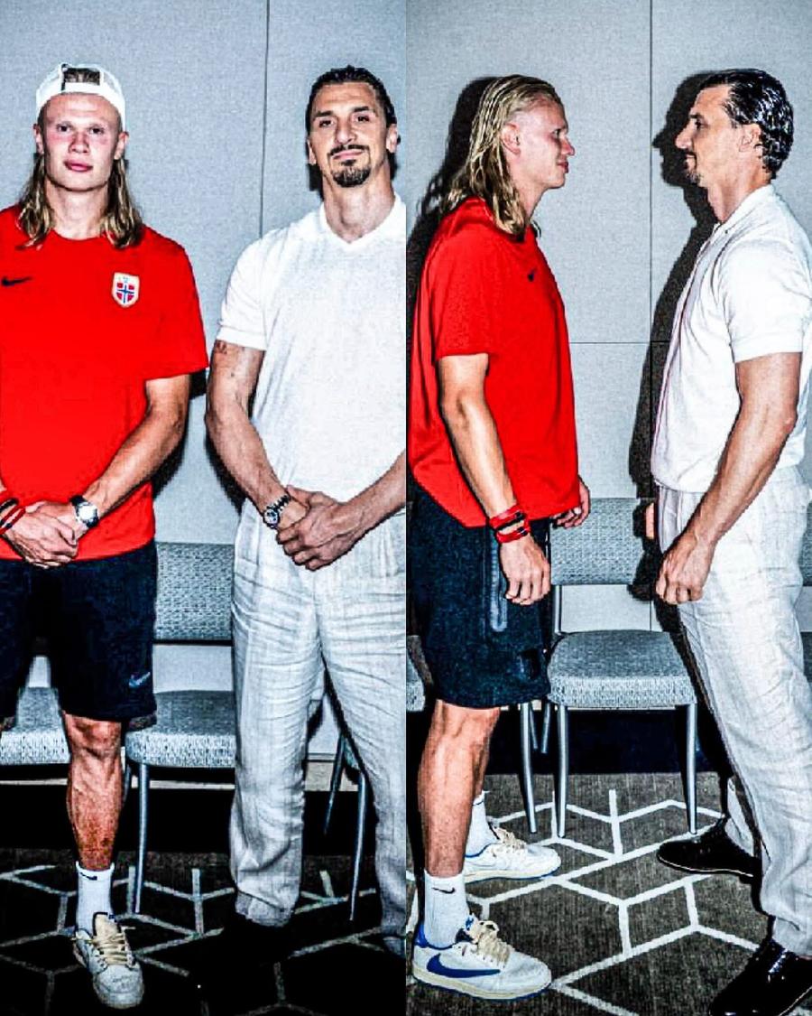 Haaland și Ibrahimovic, față în față // foto: Instagram Imaginea de 2 milioane de aprecieri care a dat peste cap internetul » Cum s-au pozat Zlatan Ibrahimovic și Erling Haaland