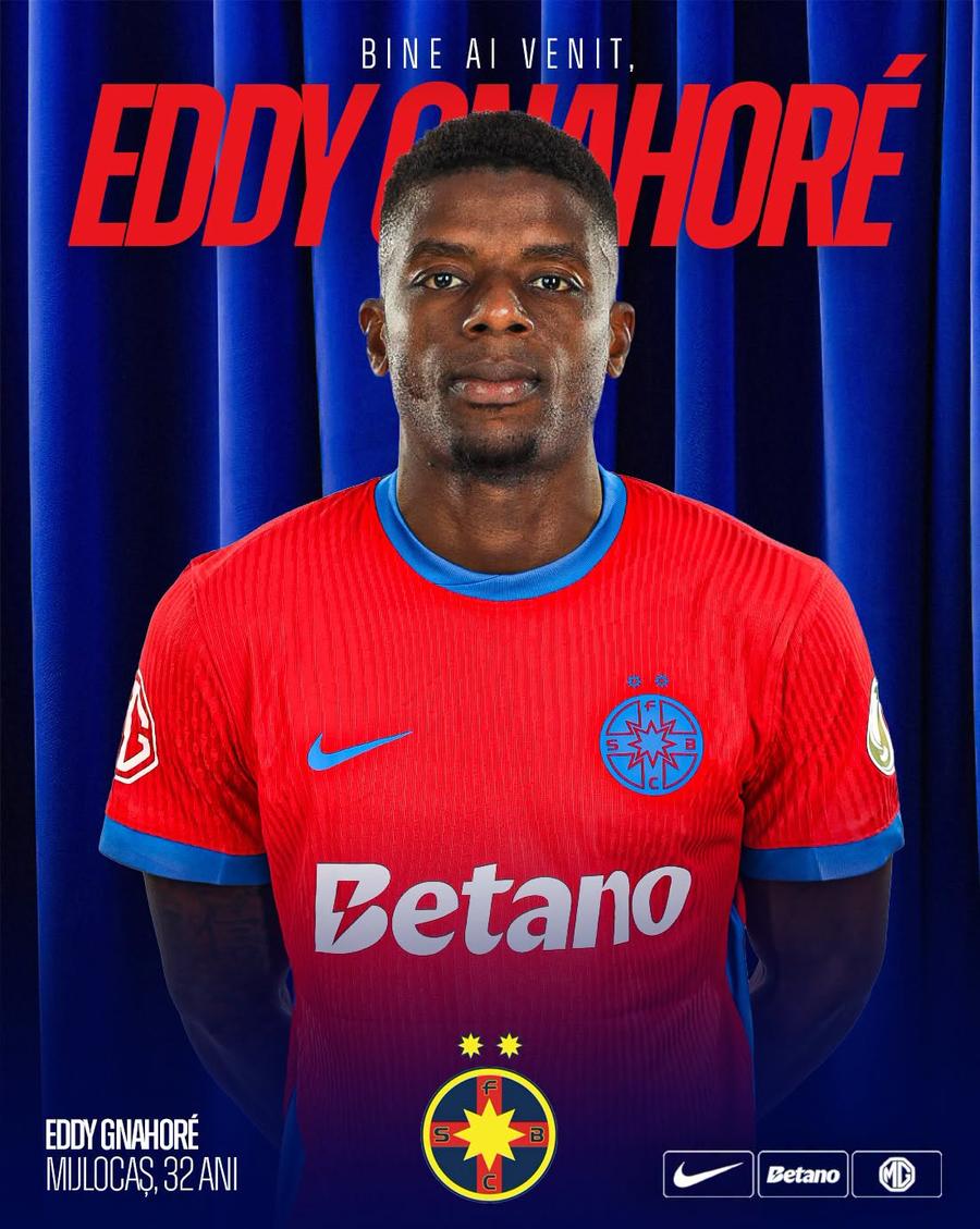 Eddy Gnahore a fost prezentat la FCSB // foto: Facebook FCSB Eddy Gnahore, oficial în roș-albastru! Ce număr va purta la FCSB