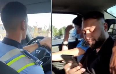 Imagini halucinante! Polițiști români, bătaia de joc a interlopilor chiar în mașina Poliției: „Fă stânga acolo, boss!”