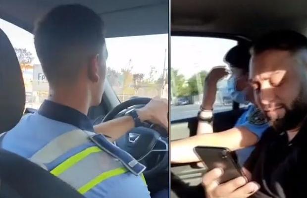 Imagini halucinante! Polițiști români, bătaia de joc a interlopilor chiar în mașina Poliției: „Fă stânga acolo, boss!”