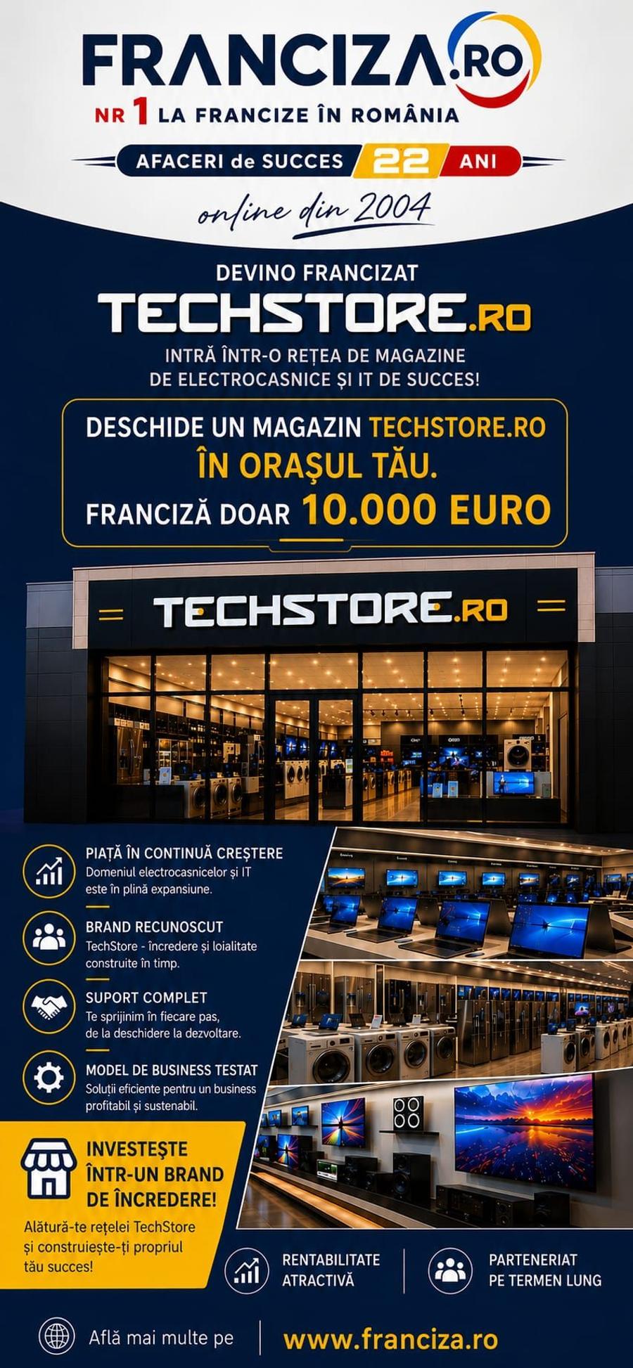 Deschide un magazin de electrocasnice în franciză TECHSTORE.Ro