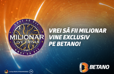 VREI SĂ FII MILIONAR se întoarce pe Betano cu 6 ediții săptămânale și premii totale de 1.000.000 lei!