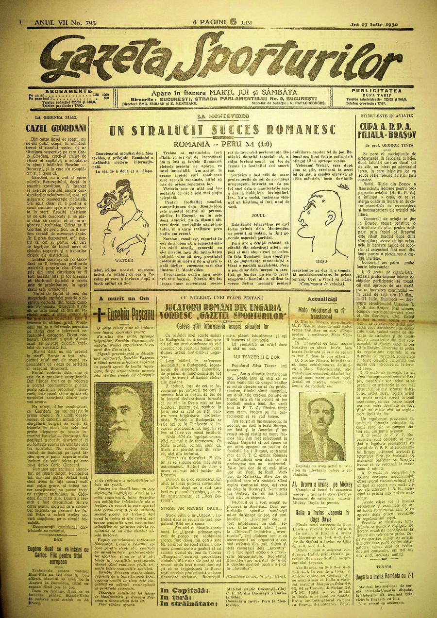 17 iulie 1930. Corespondență de la Mondial » România se impunea cu 3-1 în fața Peru, iar trimișii Gazetei Sporturilor relatau evenimentele din Montevideo. Chiar în ziua primei semifinale de la CM 2026, cea mai importantă publicație din Argentina a scris despre meciul României de la Mondial