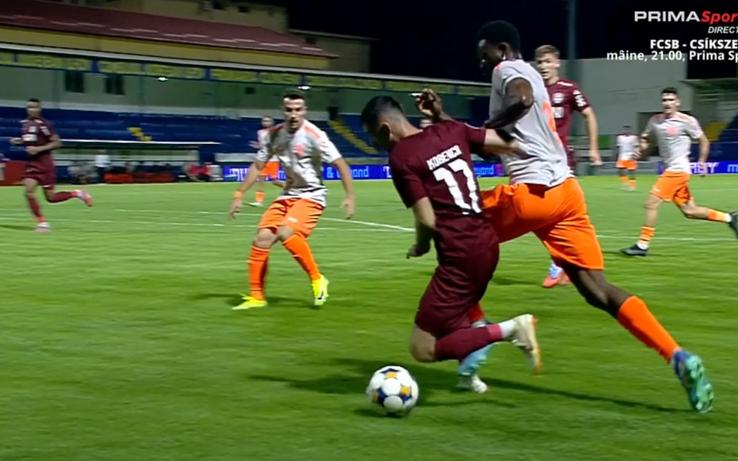 Korenica, lovit peste picior de același Camara în Metaloglobus - CFR / FOTO: Captură @Prima Sport 1