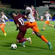 Korenica, lovit peste picior de același Camara în Metaloglobus - CFR / FOTO: Captură @Prima Sport 1