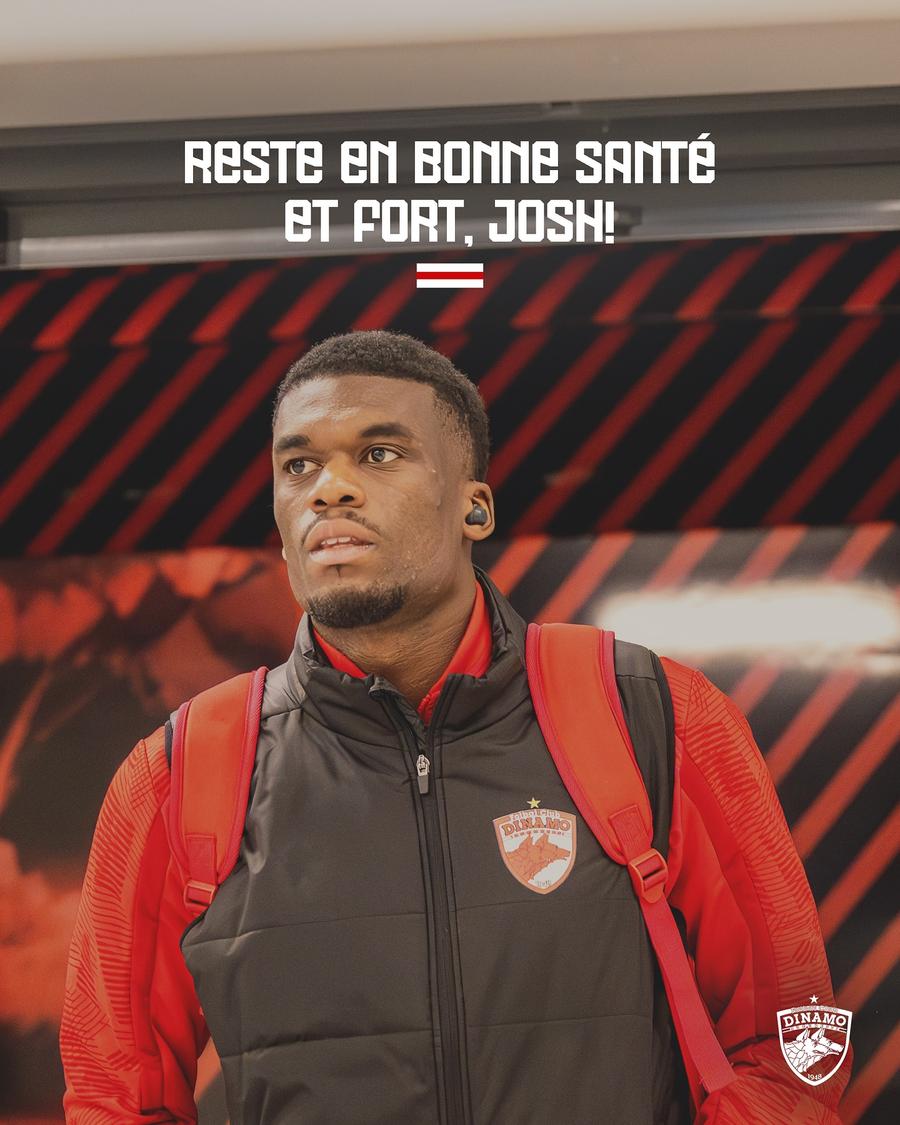 Dinamo, alături de Josue Homawoo // foto: Facebook Dinamo Clipe de groază cu fostul dinamovist Josue Homawoo: comoție cerebrală și criză de epilepsie în secunda 8 » „E ceva ce nu am mai văzut, nici ca jucător, nici ca antrenor”