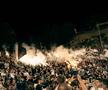 Fanii lui Partizan Belgrad nu se dezmint: torțe și atmosferă incredibilă în timpul unui meci disputat în aer liber, pe Stadionul Tasmajdan