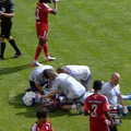 Gabriel Charpentier a suferit o accidentare la nivelul capului în prima repriză din FC Argeș - FC Botoșani // foto: captură Digi Sport