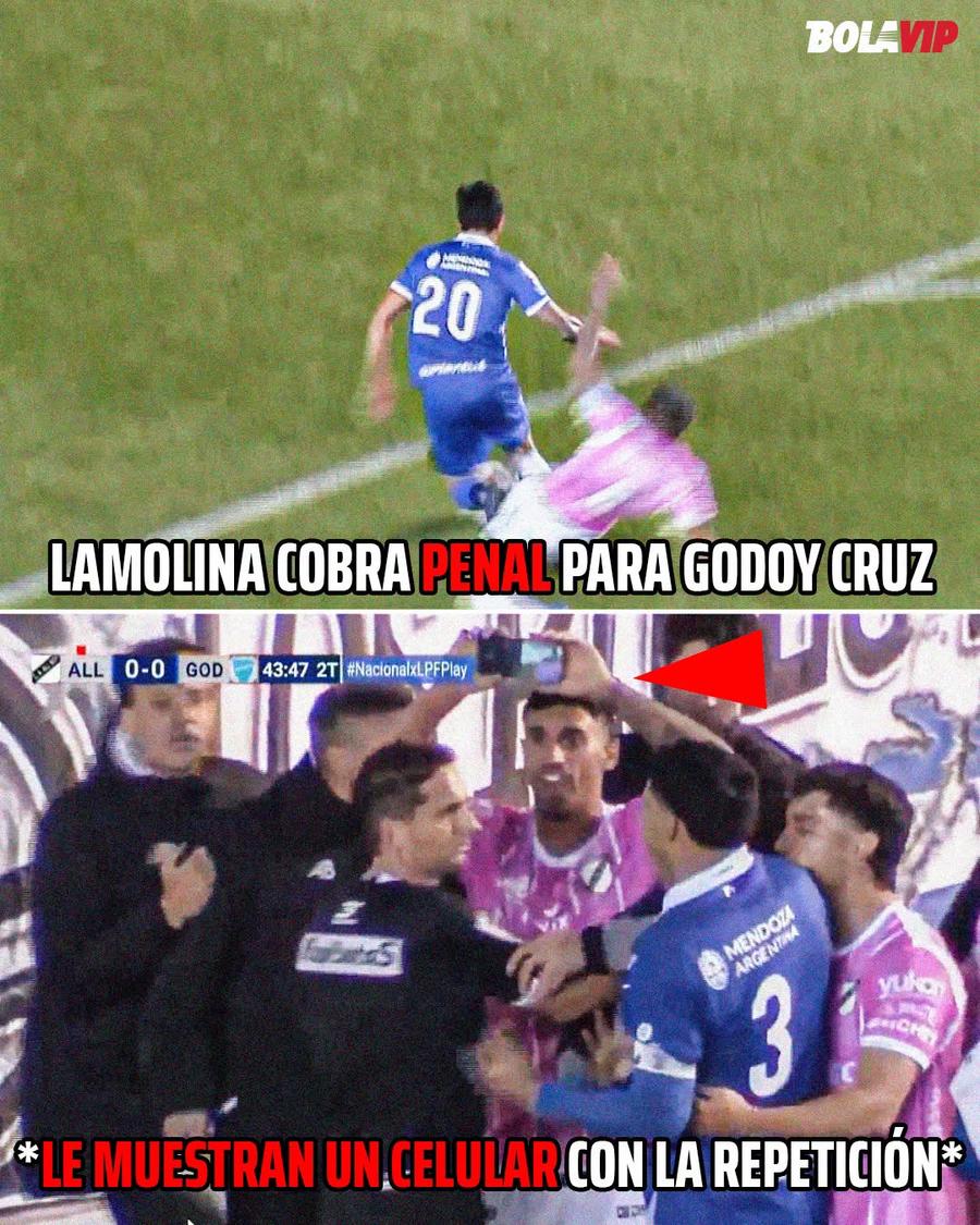 Faza din finalul partidei All Boys - Godoy Cruz 0-0 care a generat controverse aprinse / Foto: Facebook Faza lunii vine din Argentina: penalty anulat fără VAR, după 20 de minute » Cine l-a convins pe arbitru!