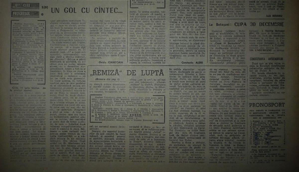 RETRO GSP. 50 de ani de la singurul meci în care Cornel Dinu a fost rezervă la Dinamo