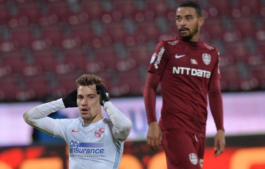 CFR CLUJ - FCSB. Darius Olaru (22 de ani, mijlocaș defensiv) a comis o gafă imensă în a doua repriză a confruntării din Gruia, în minutul 73, când gazdele conduceau deja cu 1-0.