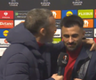 MM Stoica și Vali Crețu după remiza alba dintre FCSB și Hoffenheim din Europa League / foto: captură Orange Sport