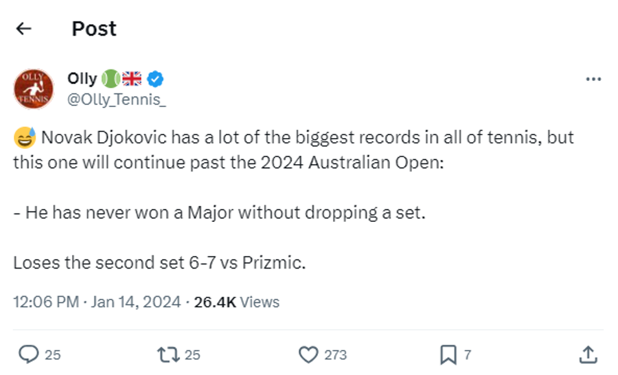 Novak Djokovic a stabilit un nou record la Australian Open, însă a ratat șansa unei alte performanțe istorice
