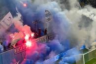 CSU Craiova - FCU Craiova, oprit 10 minute de suporteri: artificii pe stadion!