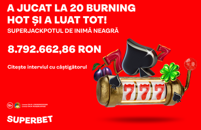 SuperJackpot istoric câștigat la Superbet! A jucat la 20 Burning Hot și a câștigat 8.792.662,86 lei – „Nu credeam că se poate așa ceva, sincer.”