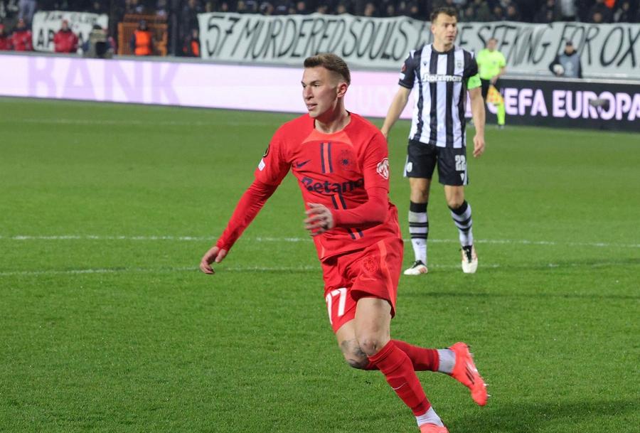Andrei Gheorghiță a avut un debut fantastic în Europa League, în meciul PAOK - FCSB 1-2. Foto: Ionuț Iordache, GSP Plecare de la FCSB » Gigi Becali „Îl dăm la Petrolul!”