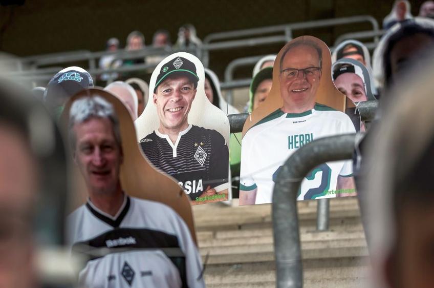 Fanii au plătit ca pozele lor să fie ajungă pe plăci de carton din tribunele stadionului Borussiei  // sursă foto: Twitter @ brfootball
