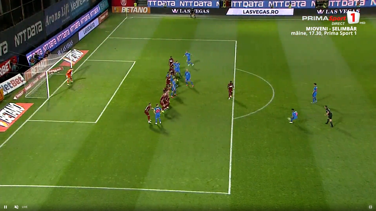 Gol fabulos marcat de Florinel Coman în CFR Cluj - FCSB » Are mai multe reușite din lovituri libere decât din penalty-uri!