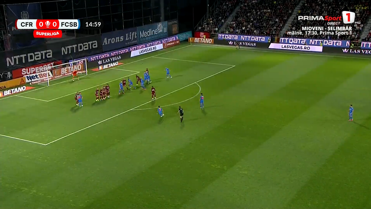 Gol fabulos marcat de Florinel Coman în CFR Cluj - FCSB » Are mai multe reușite din lovituri libere decât din penalty-uri!