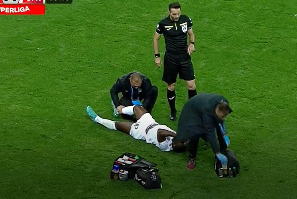 Accidentare Braun în FCSB - CFR Cluj / FOTO: Capturi TV @Digi Sport 1