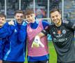 Răzvan Tănasă, primul din stânga, ar putea fi cedat de Farul la Dinamo în sezonul viitor. Foto: Facebook Oțelul