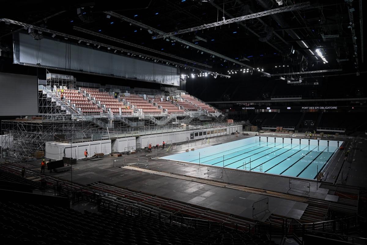 Arena unde va evolua David Popovici la Paris este deocamdată în stadiul de șantier