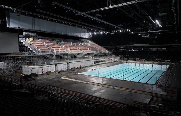 Arena unde va evolua David Popovici la Paris este deocamdată în stadiul de șantier