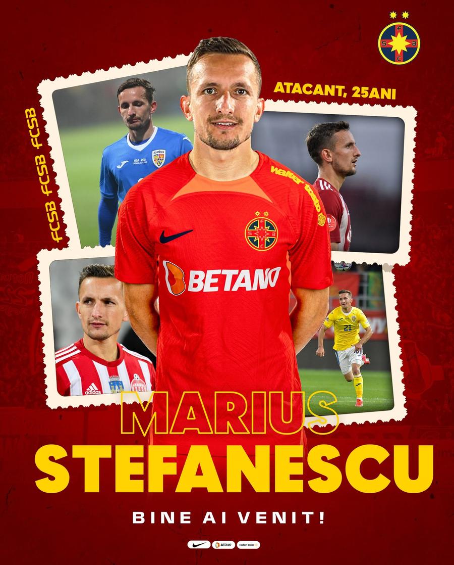 Marius Ștefănescu, prezentat la FCSB, foto: Facebook FCSB Marius Ștefănescu a fost prezentat de FCSB » Număr inedit pe tricou, nu a mai contat la roș-albaștri de 5 ani