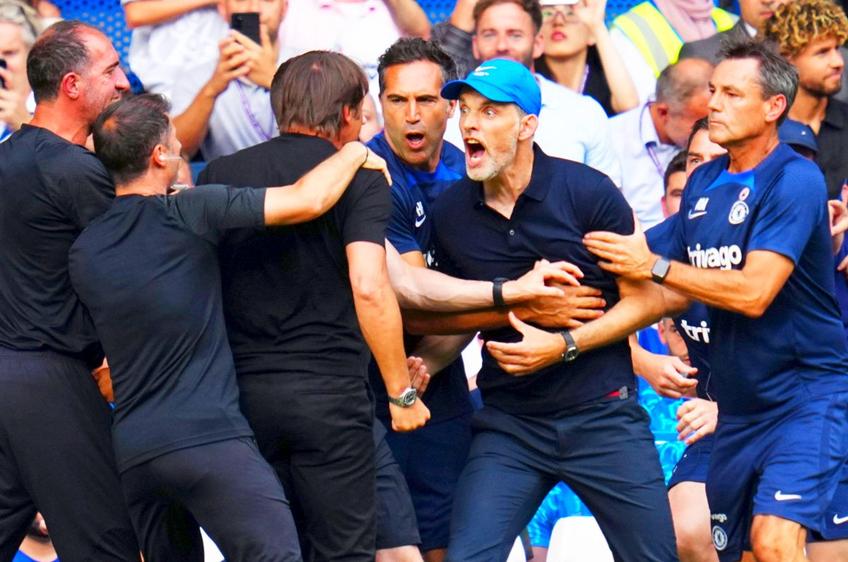 Thomas Tuchel și Antonio Conte s-au încăierat la finalul meciului Chelsea - Tottenham, scor 2-2, din etapa secundă de Premier League. / FOTO: Imago