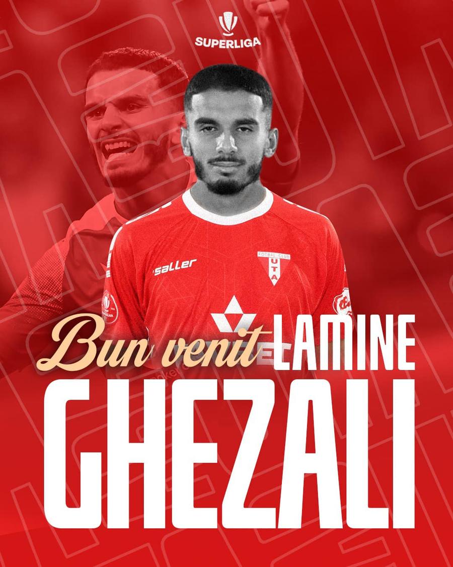 Lamine Ghezali, în momentul prezentării la UTA Arad, foto: Facebook UTA Arad Rednic i-a scos de pe lista LPF, dar UTA îi va plăti până la finalul sezonului