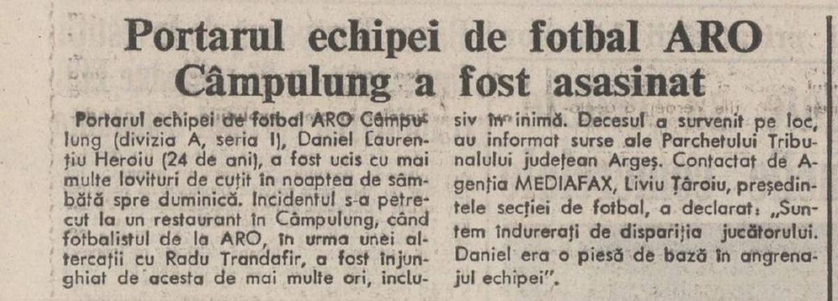 Daniel Laurențiu Heroiu - portarul de la ARO Câmpulung Muscel ucis într-un bar