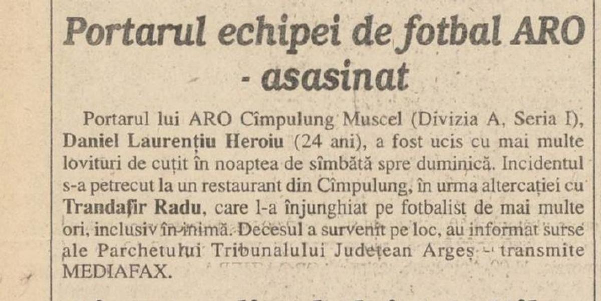 Daniel Laurențiu Heroiu - portarul de la ARO Câmpulung Muscel ucis într-un bar