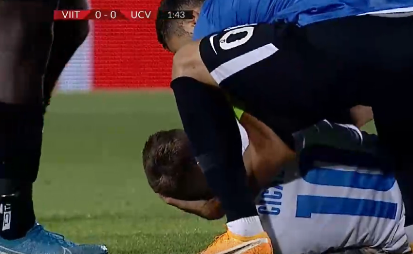În minutul doi al meciului Viitorul - CS Universitatea Craiova, Andrei Artean (27 de ani, mijlocaș central) a avut o intervenție violentă asupra lui Alex Cicâldău (23, mijlocaș central).