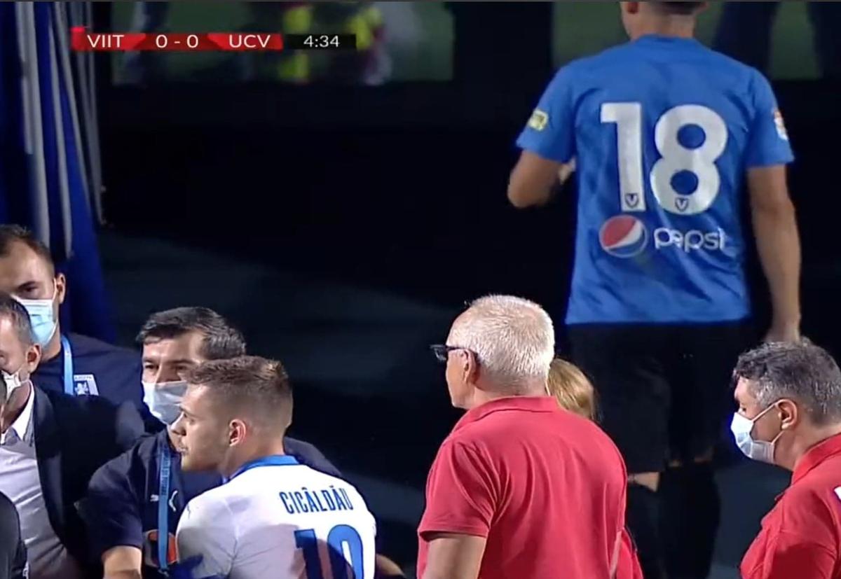 VIITORUL - CRAIOVA » FOTO // UPDATE Atac violent la Alex Cicâldău în startul meciului! Arbitrul a arătat „roșu” direct. Cum se simte mijlocașul