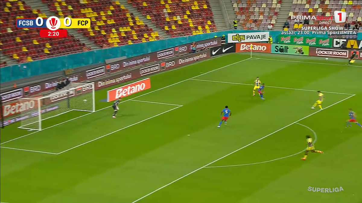 Ce fază au putut crea! Defensiva FCSB, făcută franjuri de Petrolul după doar 3 minute