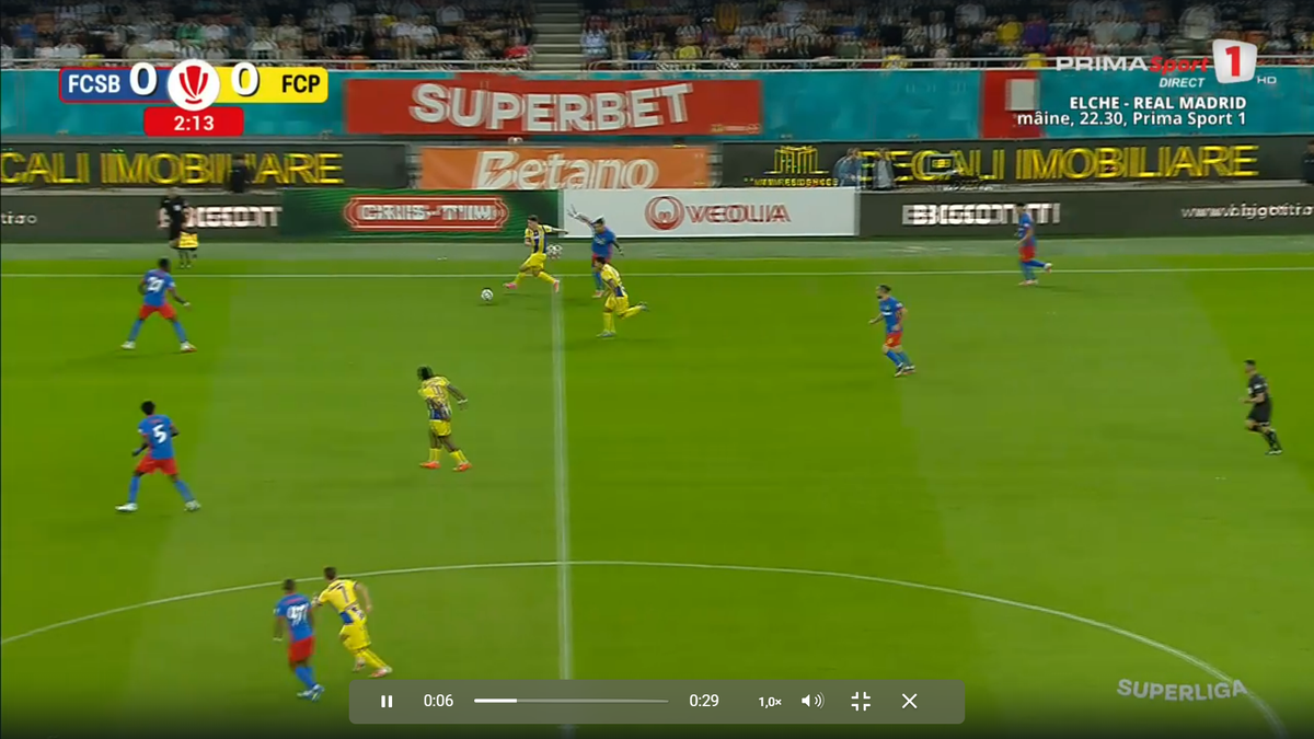 Golul lui Nlundulu în FCSB - Petrolul // foto: capturi Prima Sport