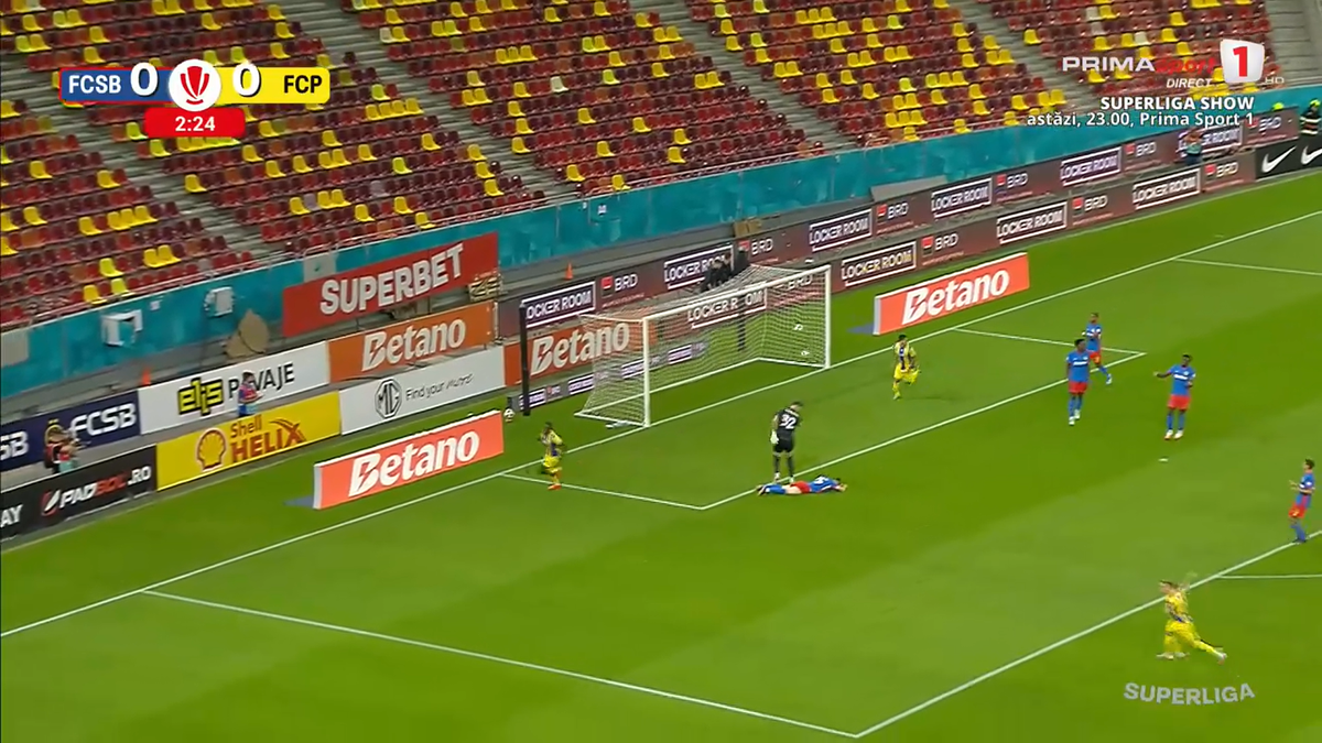 Ce fază au putut crea! Defensiva FCSB, făcută franjuri de Petrolul după doar 3 minute