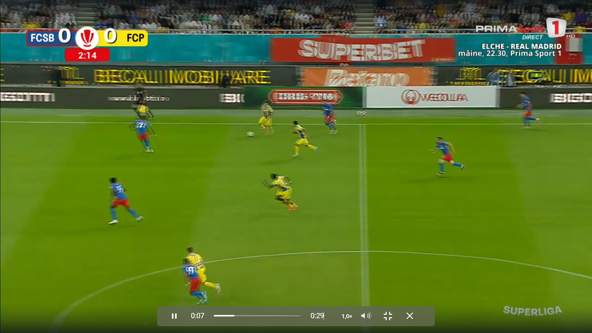 Golul lui Nlundulu în FCSB - Petrolul // foto: capturi Prima Sport