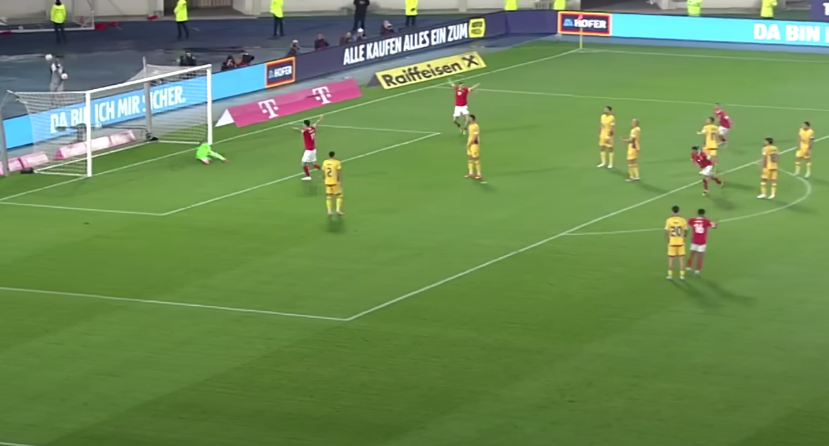 Sabitzer, gol în Austria - România 2-1, 07.06.2025 // foto: Antena 1